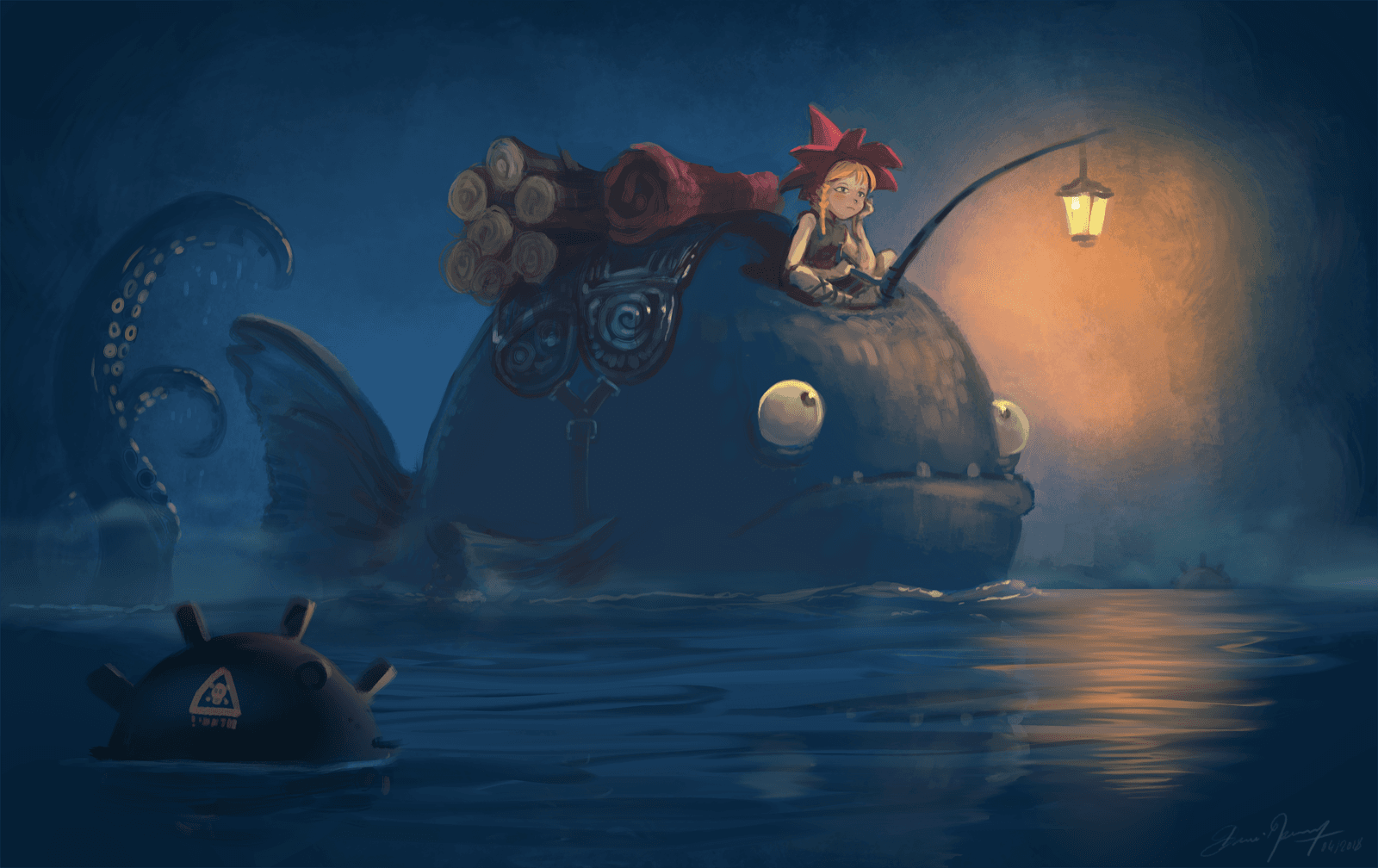 Lanternfish random speedpainting streaming av David Revoy